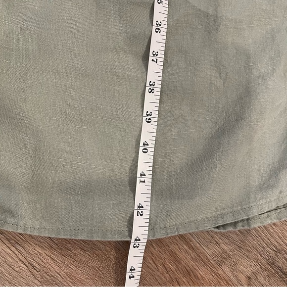 Dolma Midi Dress Women’s Small Med Green 100% Linen Tiered Boho Lagenlook FLAW - Picture 8 of 10
